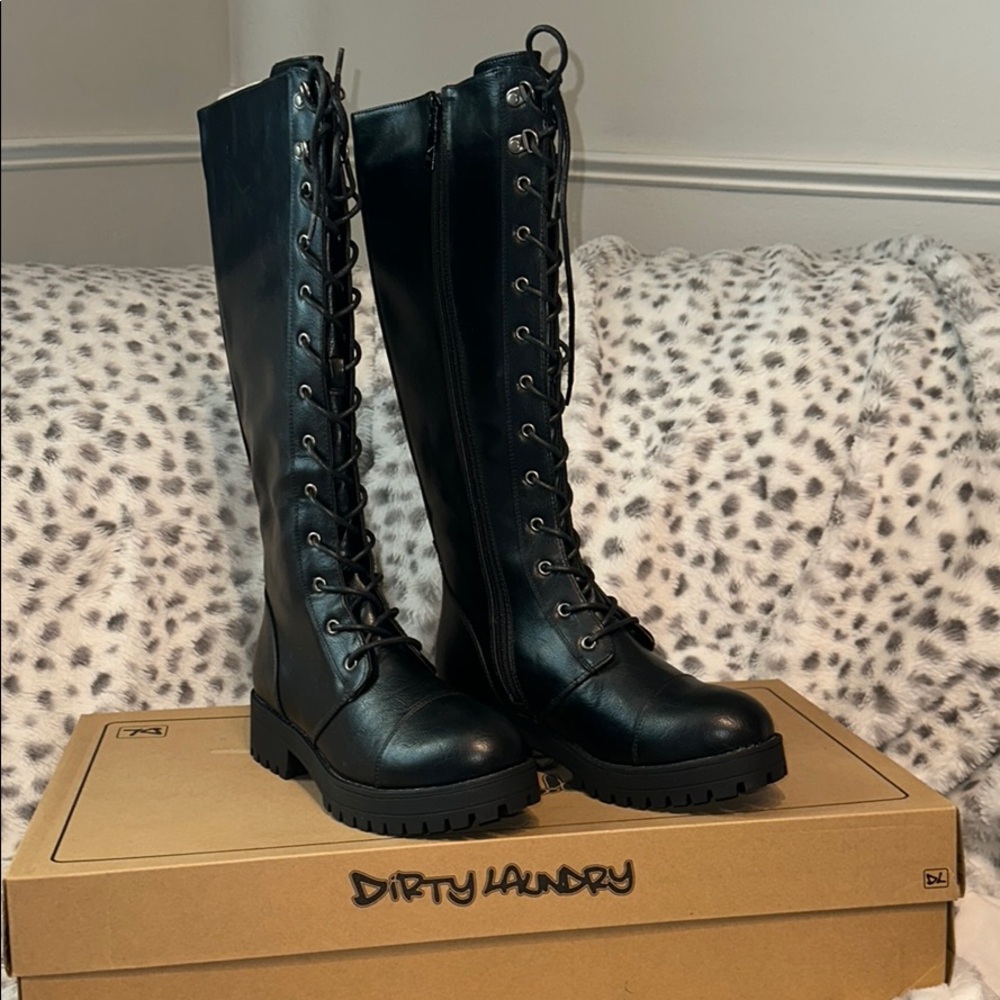 Dirty Laundry Black Vandal Combat Boots SZ 8